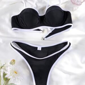 Купальник роздільний з чашками чорно-білий