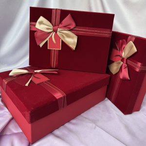 Коробка LUX для подарунка червона з оксамитом