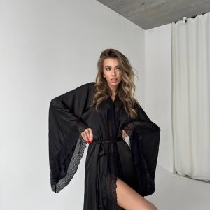 Халат довгий мережевний з широкими рукавами
